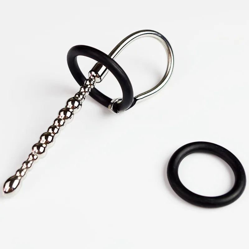 Maschio in acciaio inossidabile Uretrale Sounding Stretching Stimolare Bead Penis Plug Cock Ring BDSM uretra che blocca il dispositivo dilatatore dell'uretra