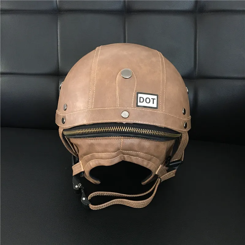 DOT تمت الموافقة عليها في أمريكا - الدراجات النارية الدراجات النارية Half Face Halley Hallem Classic Retro Brown Helmets Casco Goggles2784