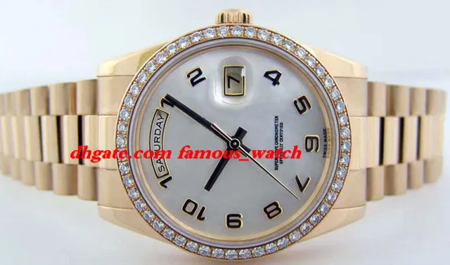 Nova moda luxo pulseira de aço inoxidável ouro madrepérola moldura de diamante 118348 - RELÓGIO PEITO 39mm movimento mecânico automático280w