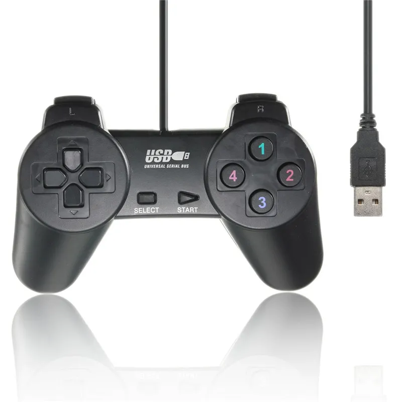 Czarny USB 2.0 Przewodowy Gamepad Joystick Joypad Gamepad Gra Computer dla komputera przenośnego PC dla XP / dla Vista