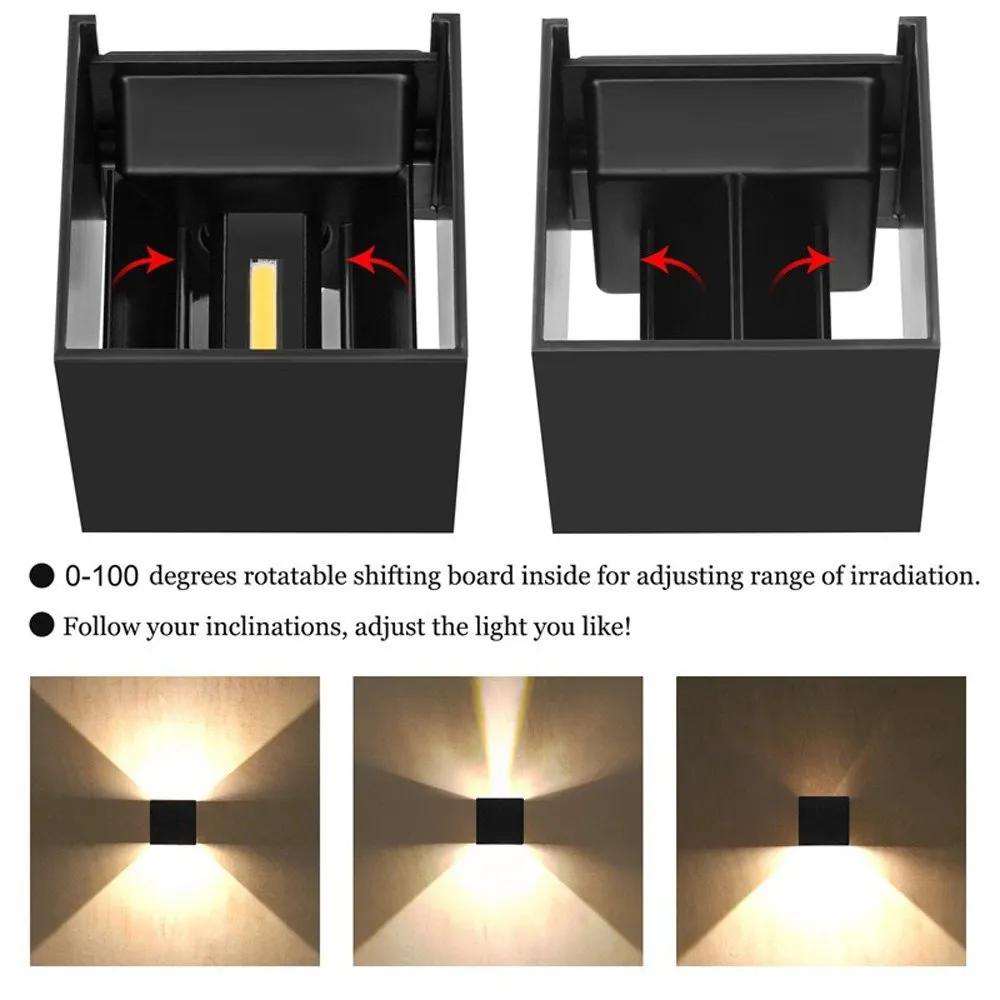 Vägglampa 12w vattentät led väggskonter vägglampor justerbar vinkel kub enkel modern upp IP65 ytmonterad utomhusbit lam5344362