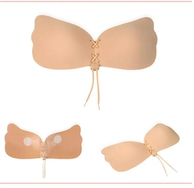 Sexig silikon osynlig bh push up breast pad själv adhensive främre stängning strapless backless super kvalitet biogum kvinnor bras
