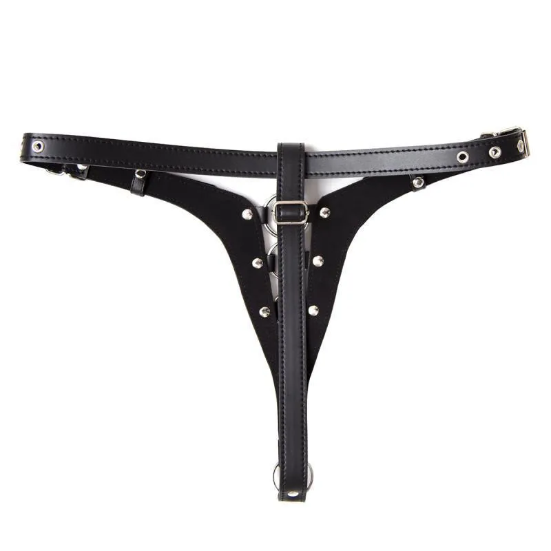 Leather Female Chastity Belt Devices Fetish Underwear Short Erotic Panty Pants Bondage Restraints With Lock Black