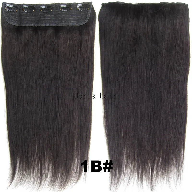 Free DHL Indian Remy Clip in Human Hair Extensions straight 105g with Lace for full head blond black brown color