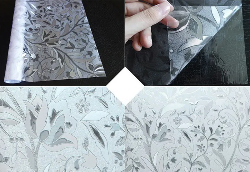 Nuovo 45 * 100 cm UV Proof Static Cling Frosted Stained Flower Glass Window Film Sticker Privacy Home Decor