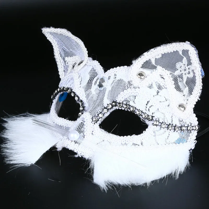 Venetian Masquerade Mask Women039s Sexy Black Glitter Fancy Cat Lace Eye Mask Halloween Cat Lace Eye Mask HJ1204374109