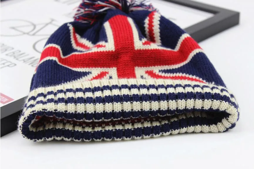 Berretto con bandiera americana alla moda USA Berretti e cappelli lavorati a maglia caldi invernali in lana uomo e donna Berretti cool con teschio