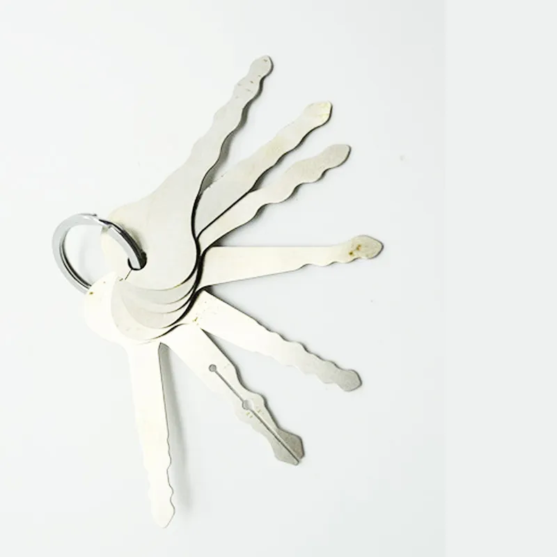7pcs Auto Jiggler اختيار القفل أداة مفتاح المفتاح المفتاح للمفتاح للسيارات أدوات قفل باب المنزل