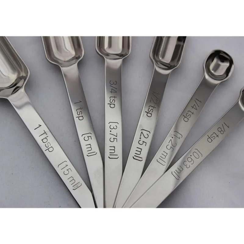 6st / set smal rostfritt stål måttskedar bra för scooping i burkar kock kvalitet kommersiell hållbarhet wa3594