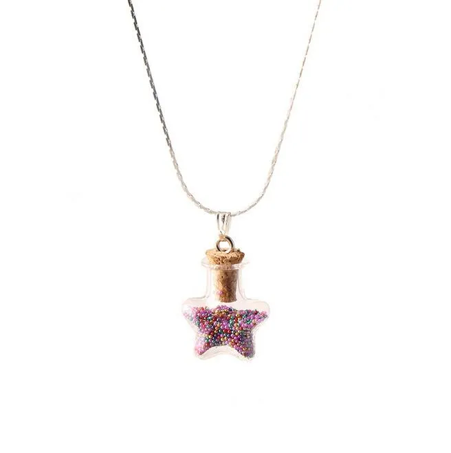 Diy cork glass necklace rice bead five - pointed star bottle lucky wish bottle selling WFN300 with chain a 