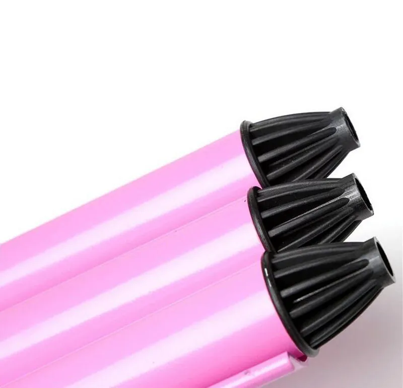 Onda de praia profissional Curling iron Tongs Cabeça Cone Rosa de cerâmica de ferro de ondulação tripla Onda Grande Três Barril Cabelo curler ZA2056