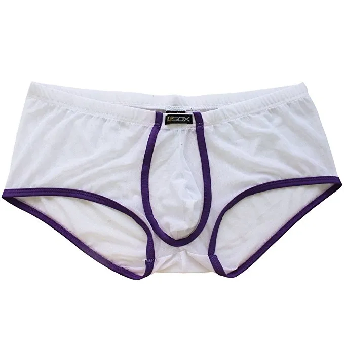 Hot Sale with tracking number Men's Sexy Soft Underwear Sheer Transparent Brief Boxer Trunks Panty HJ068