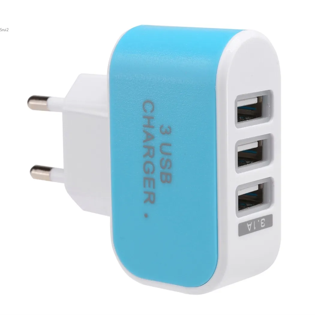 Adattatore caricabatterie CA da viaggio da casa a parete USB universale a 3 porte telefono Accessori spina UE / USA 2963