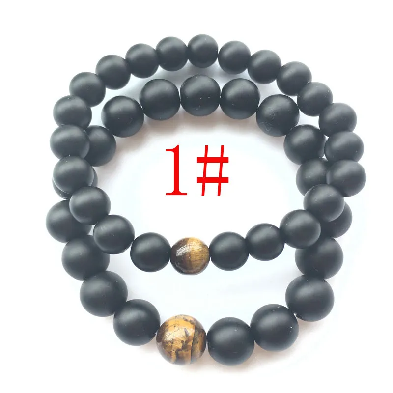 8mm 10mm 12mm Black Healing Natural Stone Strands Beads Bracelets For Men Women Prayer Yoga Charm Jewelry