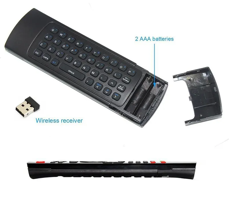 MX3 Voice Controller Air Fly Mouse 24 GHz trådlöst smart tangentbord fjärrkontroll med svart ljus och mic för Android TV Box2704994
