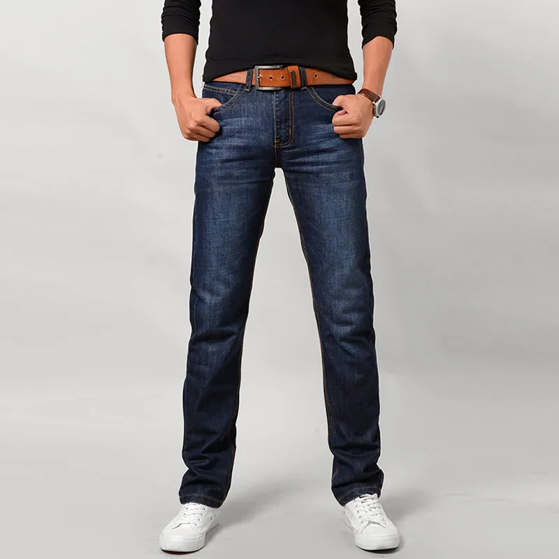 Wholesale-2016 Autumn Winter True Slim Straight Denim Blants Deep Blue Homme Marque Jeans 01y6699