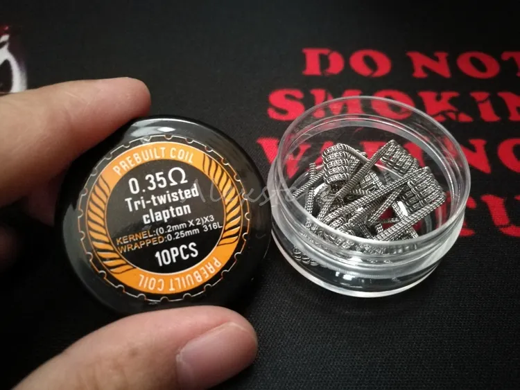 Avstånd från Clapton Tri-Twisted Clapton Clapception Coils Wire 0,35Hm 316L Rostfritt stål Material Premad Wrap Pebuilt-ledningar för RDA