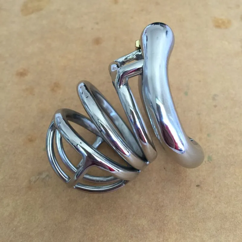 60mm length Stainless Steel Small Male Chastity Device Short Cock Cage 4 sizes 38mm,41mm,51mm,57mm Snap Ring For BDSM Sex Toys