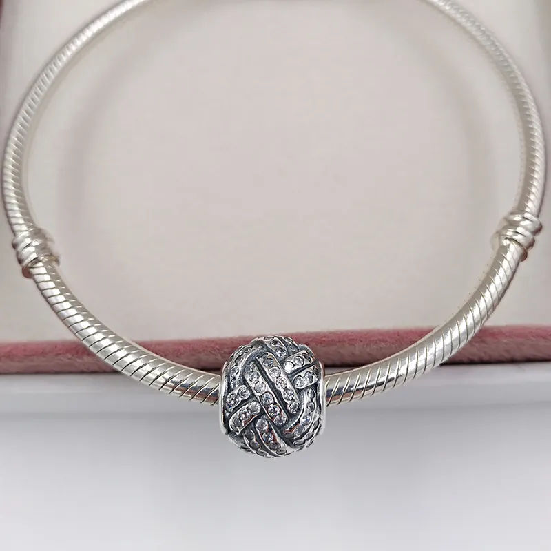 Andy Jewel 925 Sterling Silver Beads Sparkling Love Knot Charm Charms past Europese pandora -stijl sieraden armbanden ketting 791537cz