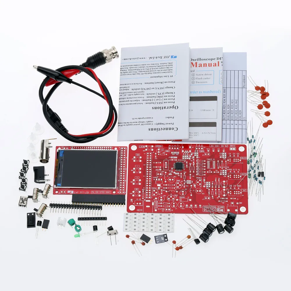 2.4 inch TFT Handheld Pocket-size Digital Oscilloscope Kit DIY Parts + Acrylic DIY Case Cover Shell for DSO138