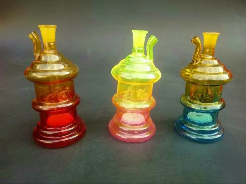 Gradient Acrylic Hookahs , Glass Water Pipe Smoking Pipes Percolator Glass Bongs Oil Burner Water Pipes Oil Rigs Smoking with Dropper