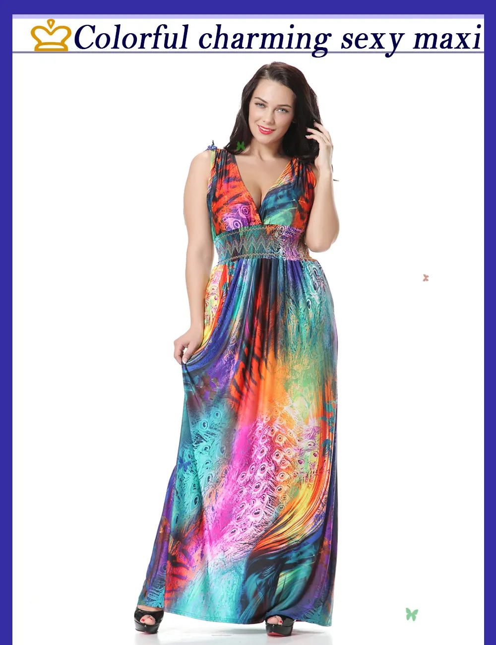 Women Summer Boho Dress Vestidos Largos Robe Femme Beach Dress Plus Size Bohemian Maxi Dress XL-7XL