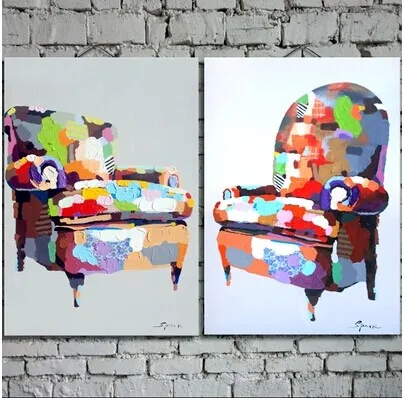 캔버스 추상에 손수 장식 미술 회화 집 벽 장식 지원 드롭 배송 두 사진 결합에 대한 그림을 의자