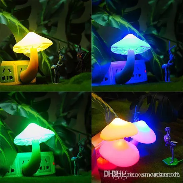 Mushroom LED Night Lighting Romantic Light-controlled Sensor Lamps US Plug Cute E00193 BARD
