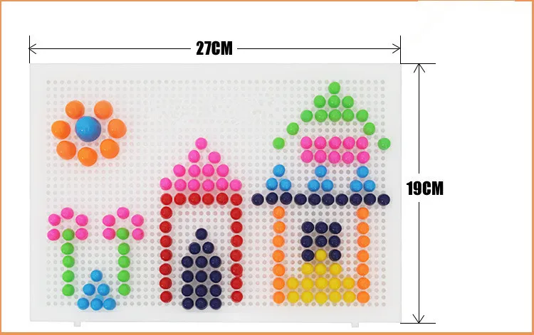 教育DIYキットきのこ釘のパズルのおもちゃ子供たちは、和解が当たり前の釘ビーズ296創造的な建物のブロックを組み合わせた