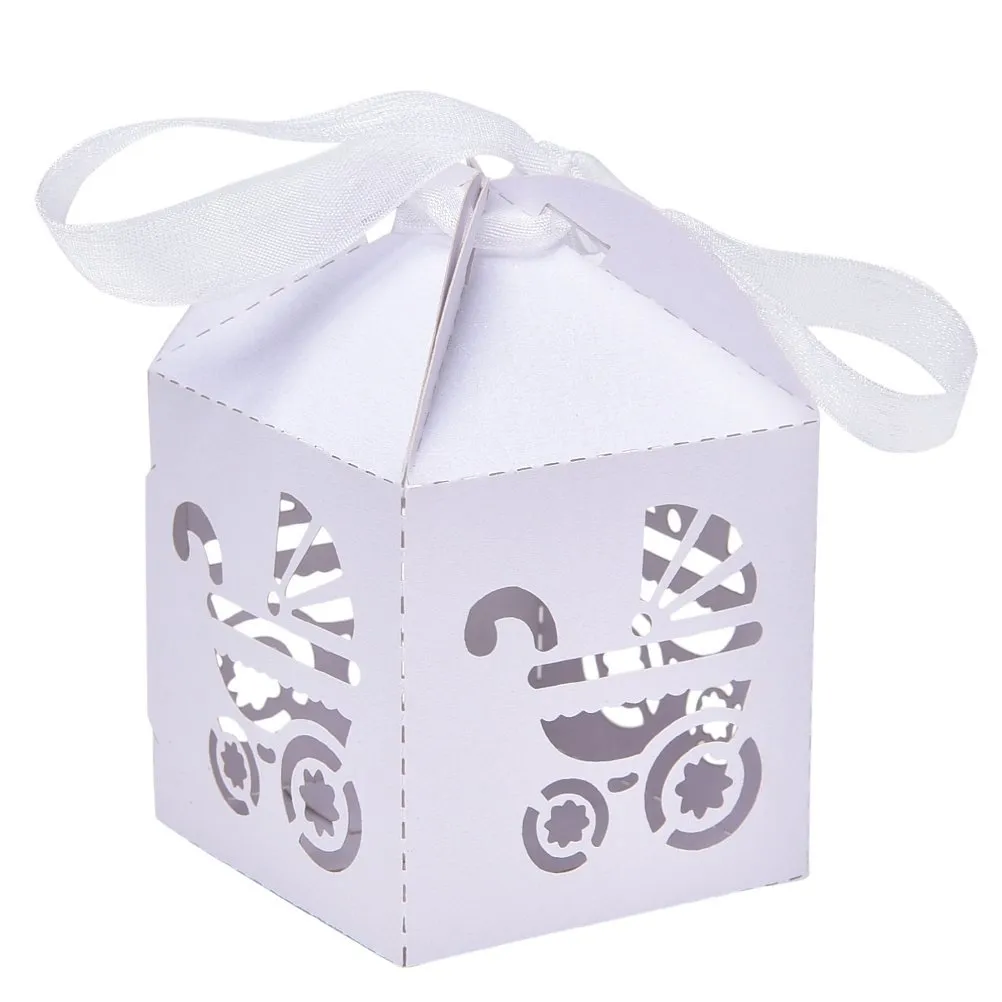 Party Gift Houder Baby Shower Candy Dozen met Lint Carriage Shape Douche Gunstdoos voor Bomboniere Huwelijksverjaardag