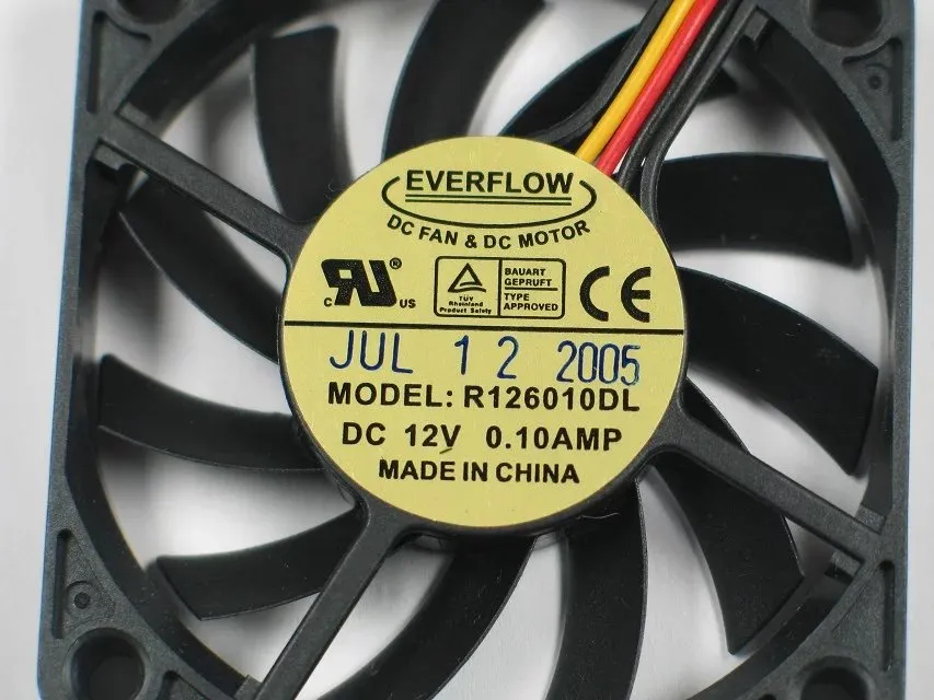 Бесплатная доставка для EVERFLOW R126010DL DC 12 в 0.10 a 3-проводной 3-контактный разъем 70 мм 60x60x10mm сервер квадратный вентилятор охлаждения