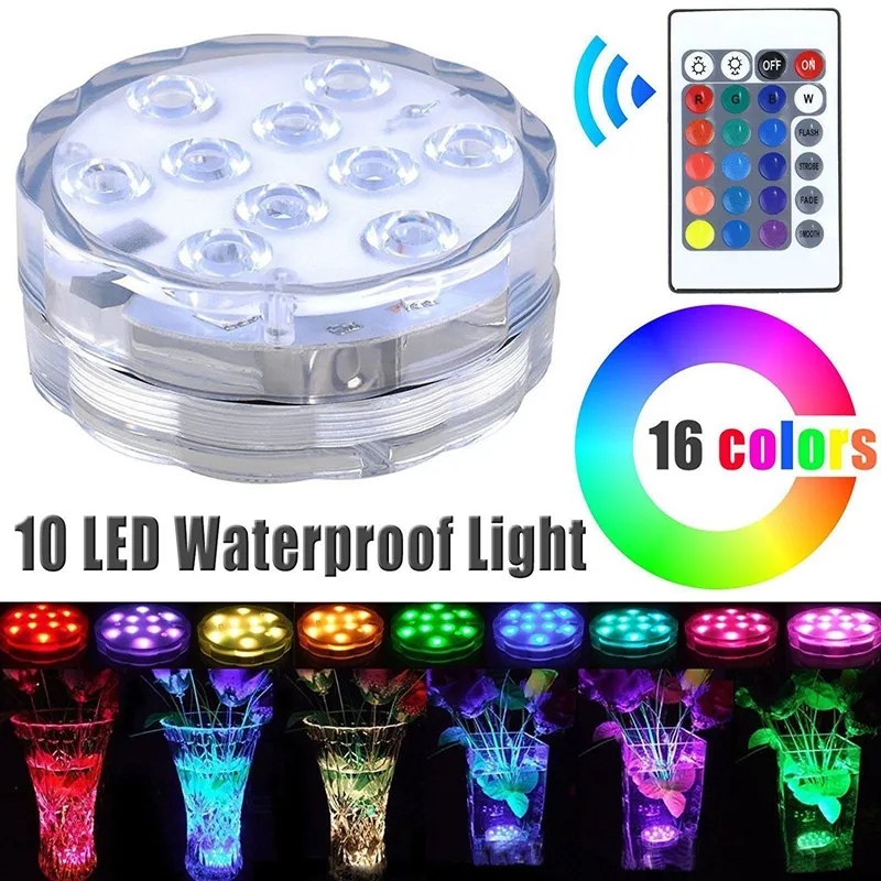 50PCS는 / 부지 여러 가지 빛깔의 RGB 웨딩 파티 이벤트 장식을 위해 잠수 방수 꽃 꽃병 자료 LED 조명을 LED