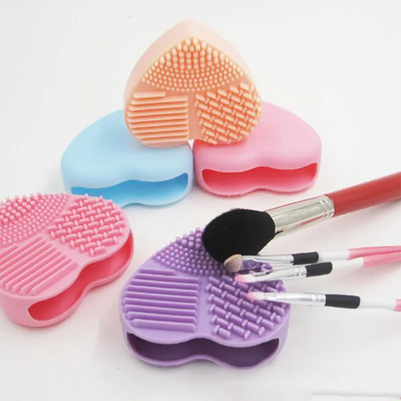 Maquiagem Silicone forma de pincel coração escova de lavagem Tools Escova Pad Silicone Luva Scrubber Cosmetic Powder Foundation Limpo