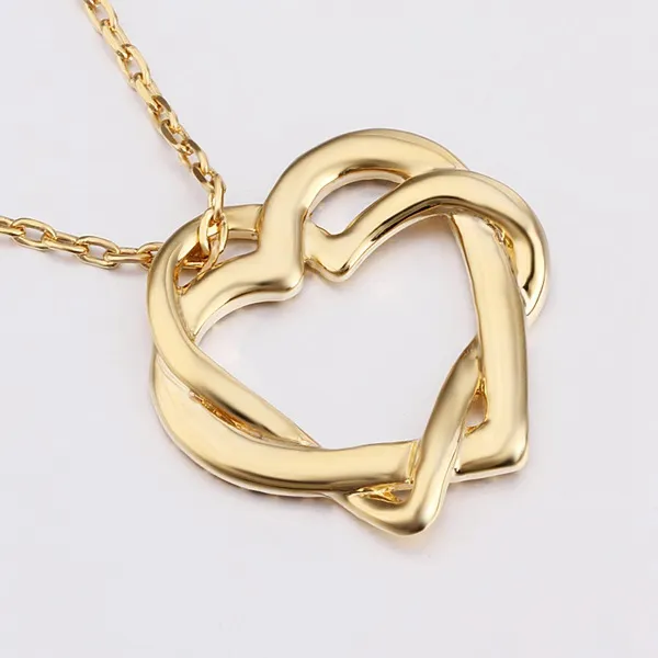 Heart white crystal 18K gold Necklaces for women,Brand new yellow gold gem pendant Necklaces include chains SGN586