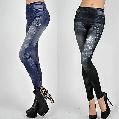 Wholesale New Womens Leggings Jeggings Womens Fashion Denim Look Fit Size 6  8 10 12 From Goodly3128, $22.49