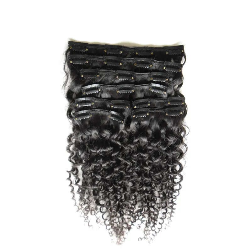 Clip afro-américain dans les extensions de cheveux humains 100g 120g naturel noir afro crépus bouclés clip6174328