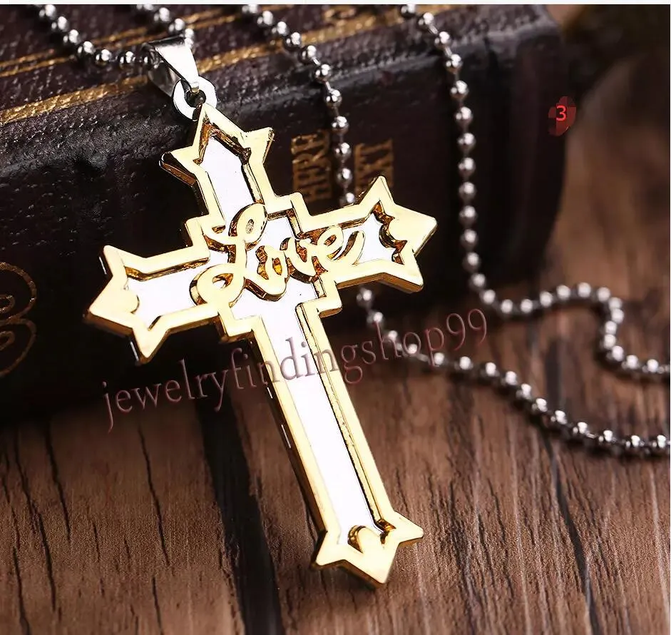 Best New Gift Unisex's Men Women Gold Silver Stainless Steel Cross Pendant Necklace Chain