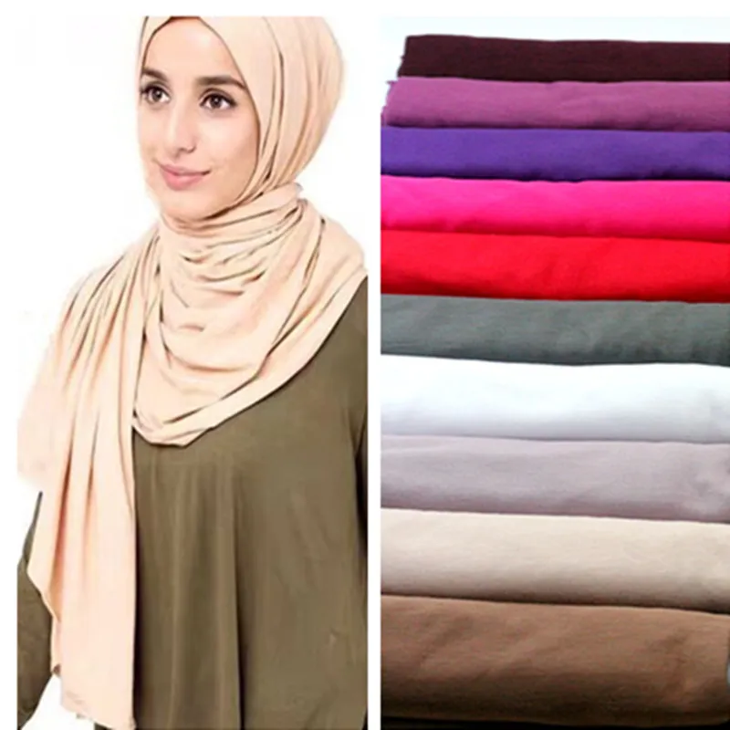 الجملة- 21 ألوان المرأة القطن hiajb شال حجم كبير بلون وشاح مسلم الحجاب كاب جيرسي مناديل