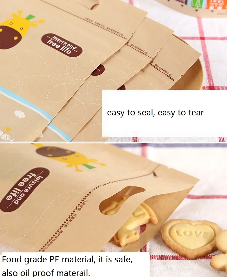 Food Grade Baking Bags Kraft Paper Sealing Bag For Food Packing Bags With Zipper For Packaging Bag Packing 