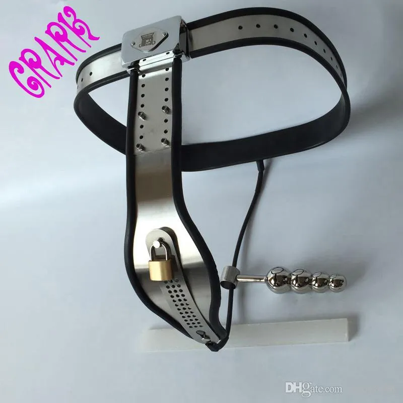 Stainless Steel Underwear New Women T Chastity Belt With Anal Plug