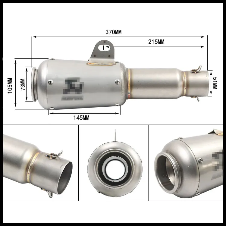 Универсальный 51 мм мотоцикл выхлопной глушитель трубы из нержавеющей стали мотоцикл глушитель выхлопной трубы скольжения на улице грязи велосипед мотоцикл