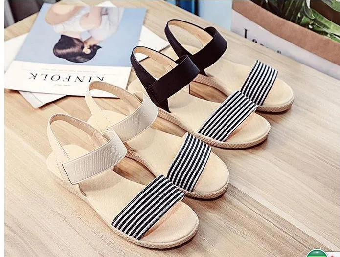 Försäljning Sandaler Kvinnor Sommar Slip På Skor Peep-Toe Flat Skor Romerska Sandaler Anti Slip Soft Bottom Sandaler För Gravida Kvinnor