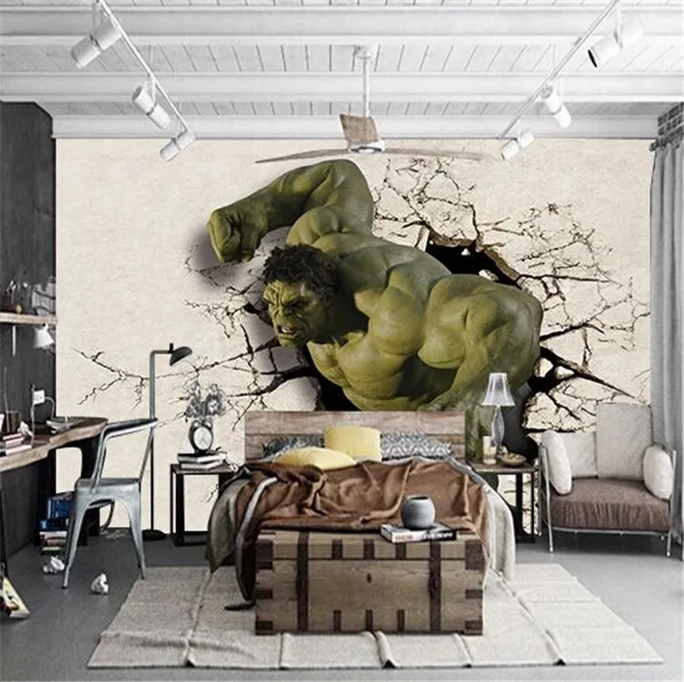 Toptan 3d Cartoom Mural Yeşil Adam Hulk 3d Duvar Duvar Kağıdı Yatak Toptan 3d Cartoom Mural Yeşil Adam Hulk 3d Duvar Duvar Kağıdı Yatak