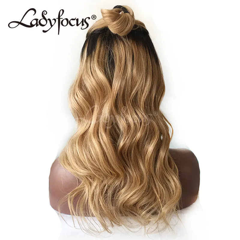 Glueless volle Spitze menschliches Haar Perücken mit Babyhaar 150 Brasilianer Haar Lose Welle Spitze Front Honig Blonde Perücke für schwarze Wome6964581