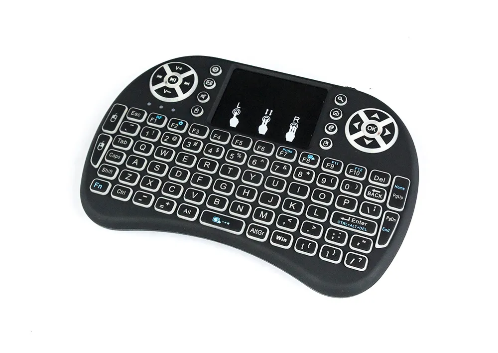 Retroilluminazione i8 Inglese 2.4GHz Wireless Keyboard Air Mouse Touchpad Palmare retroilluminato Android TV BOX Mini PC