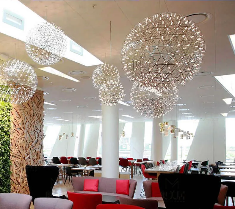 LED Modern Fireworks Pendant Lamps Ball Stars Hanging Pendant Lights Fixture Nordic Hotel Shopping Mall Cafes Pub Bar Home Indoor Lighting