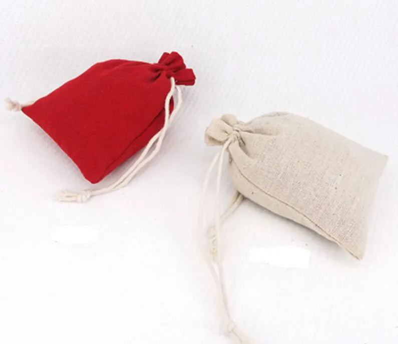 Cotton Linen Drawstring Gift Bags Canvas Jewelry Pouches Muslin Packaging Case Wedding Favor holder 10*13cm 100pcs/lot