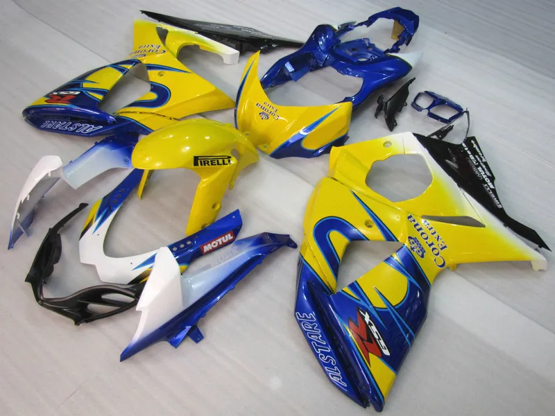 طقم قوالب حقن البلاستيك لسوزوكي GSXR1000 09 10 11-15 fairings أسود أزرق أصفر مجموعة GSXR1000 2009-2015 OT10