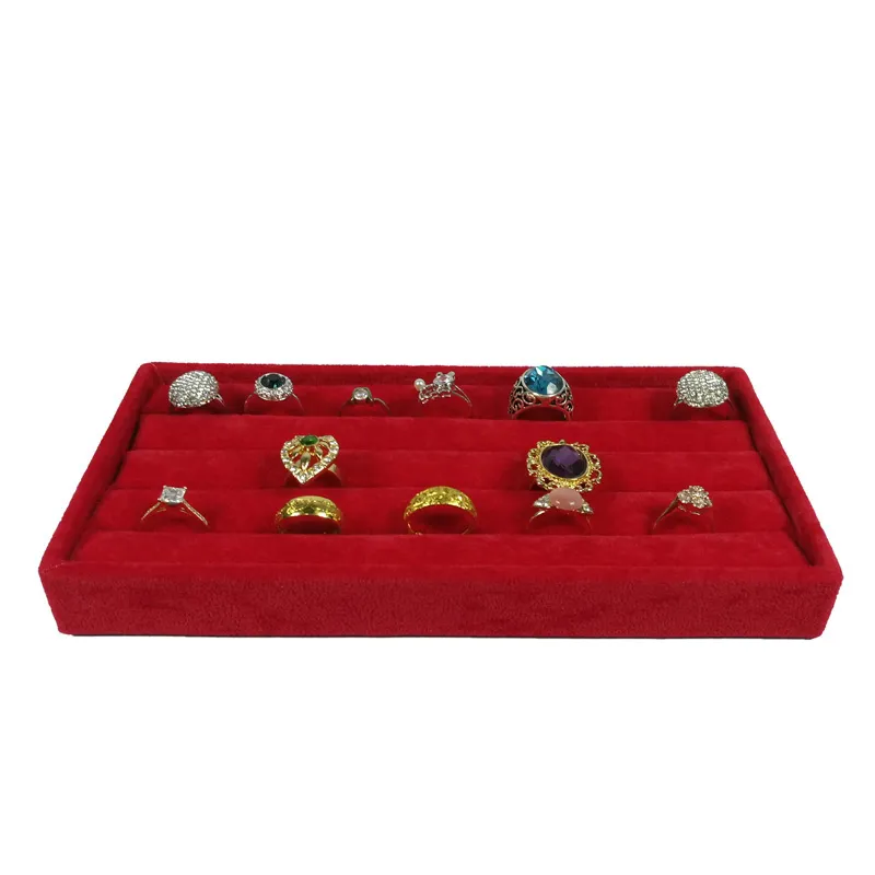 3sts Red Velvet Jewelry Ring Display Organizer Storage Case Velvet Earring Stud manschettknappar Ring Storage Box Magasin BAR TRAY 11 2229W