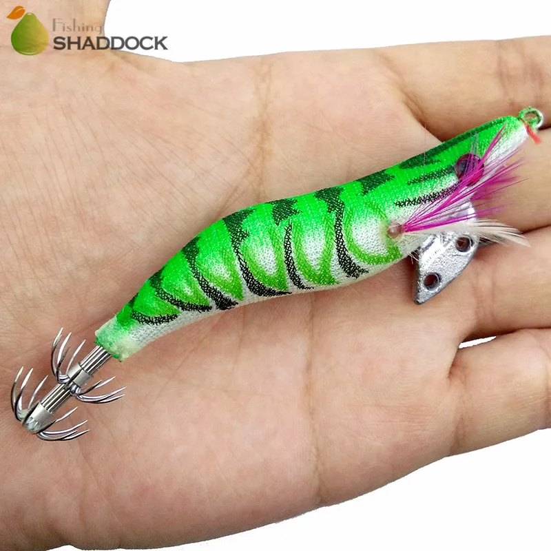 fishing lure Cuttlefish Artificial Bait Wood Shrimp With Squid Hook Size 25 30 358145831